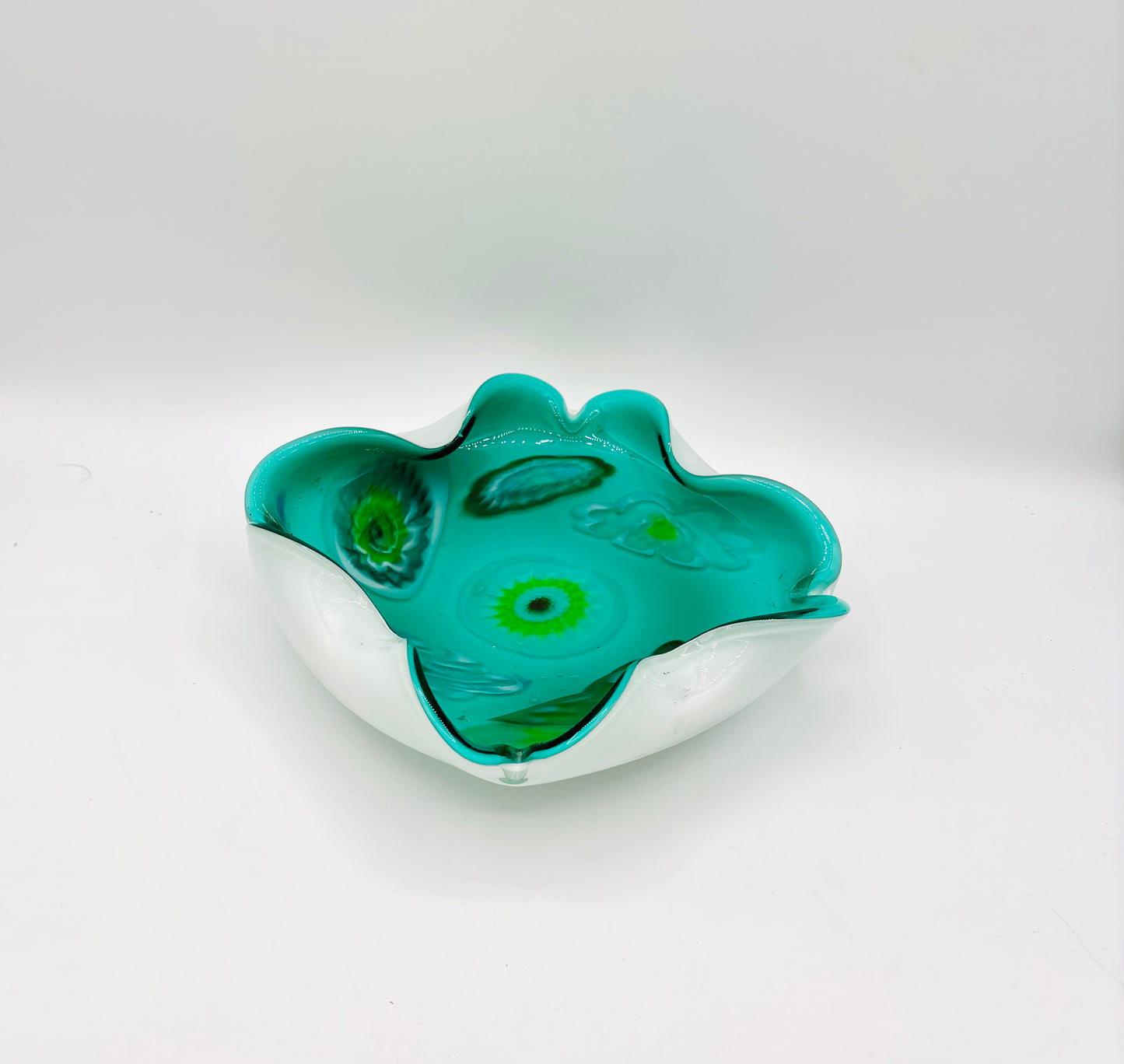 Vintage Murano Green and White Candy Dish/Bowl