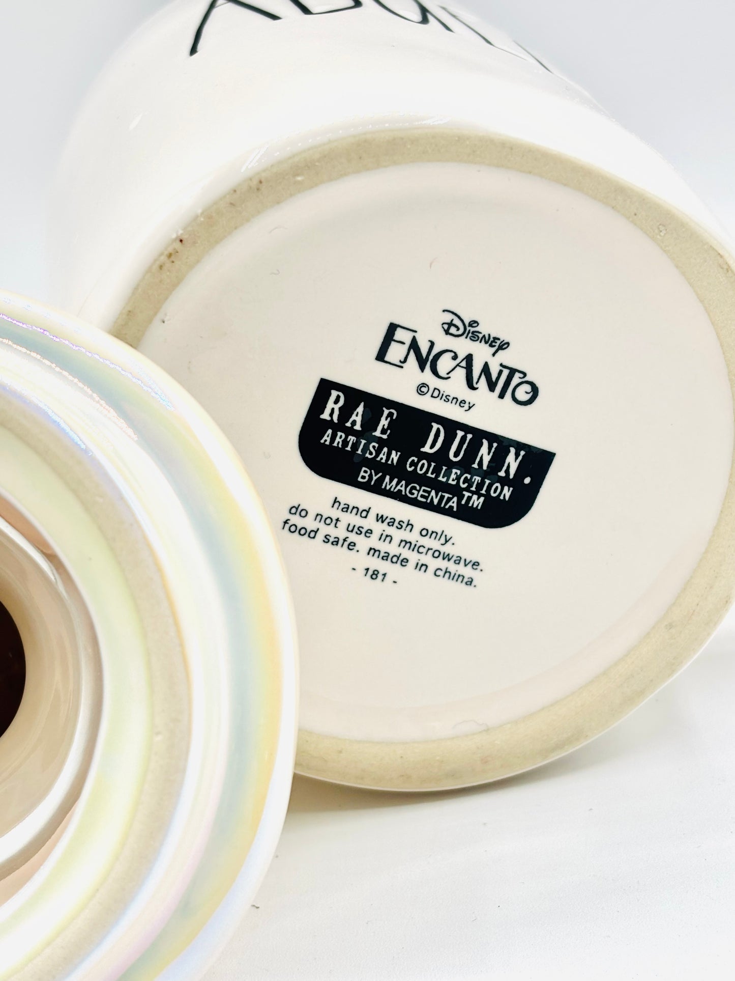 Rae Dunn Disney Encanto "ABUELA" Iridescent Mug with Candle Topper