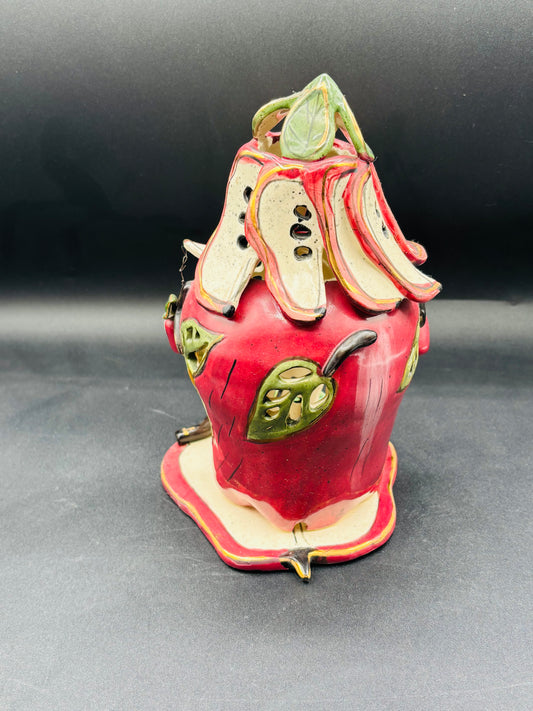 Vintage Blue Sky Clayworks “Apple Abode” House Luminary -Lamp