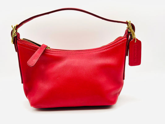 Vintage Coach Red Leather Demi Pouch Shoulder Bag