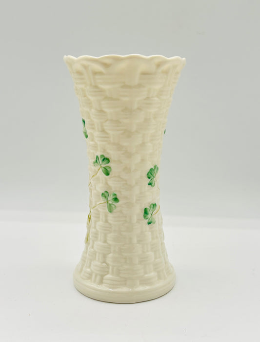 Vintage Belleek Irish Pottery Shamrock Vase