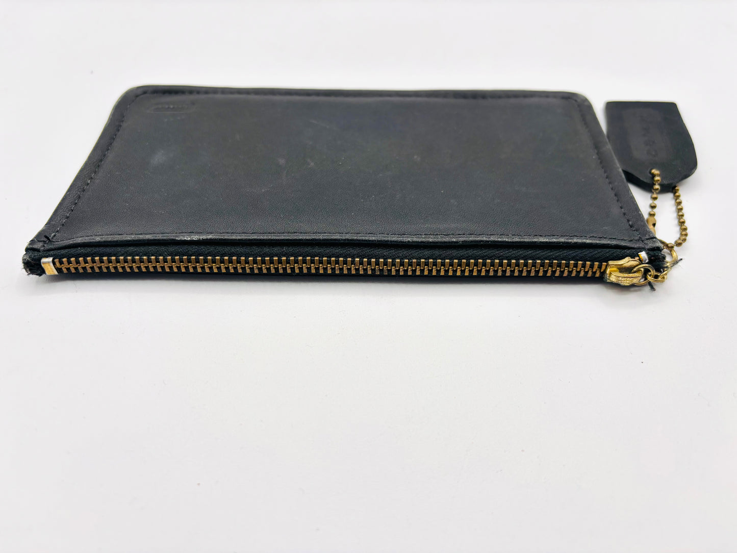 Coach Black Leather Skinny Vintage Pouch with Zipper