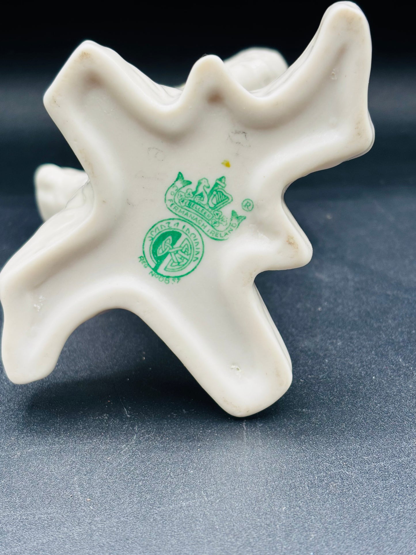 Vintage Belleek Irish Pottery Shamrock Tree Trunk Vase