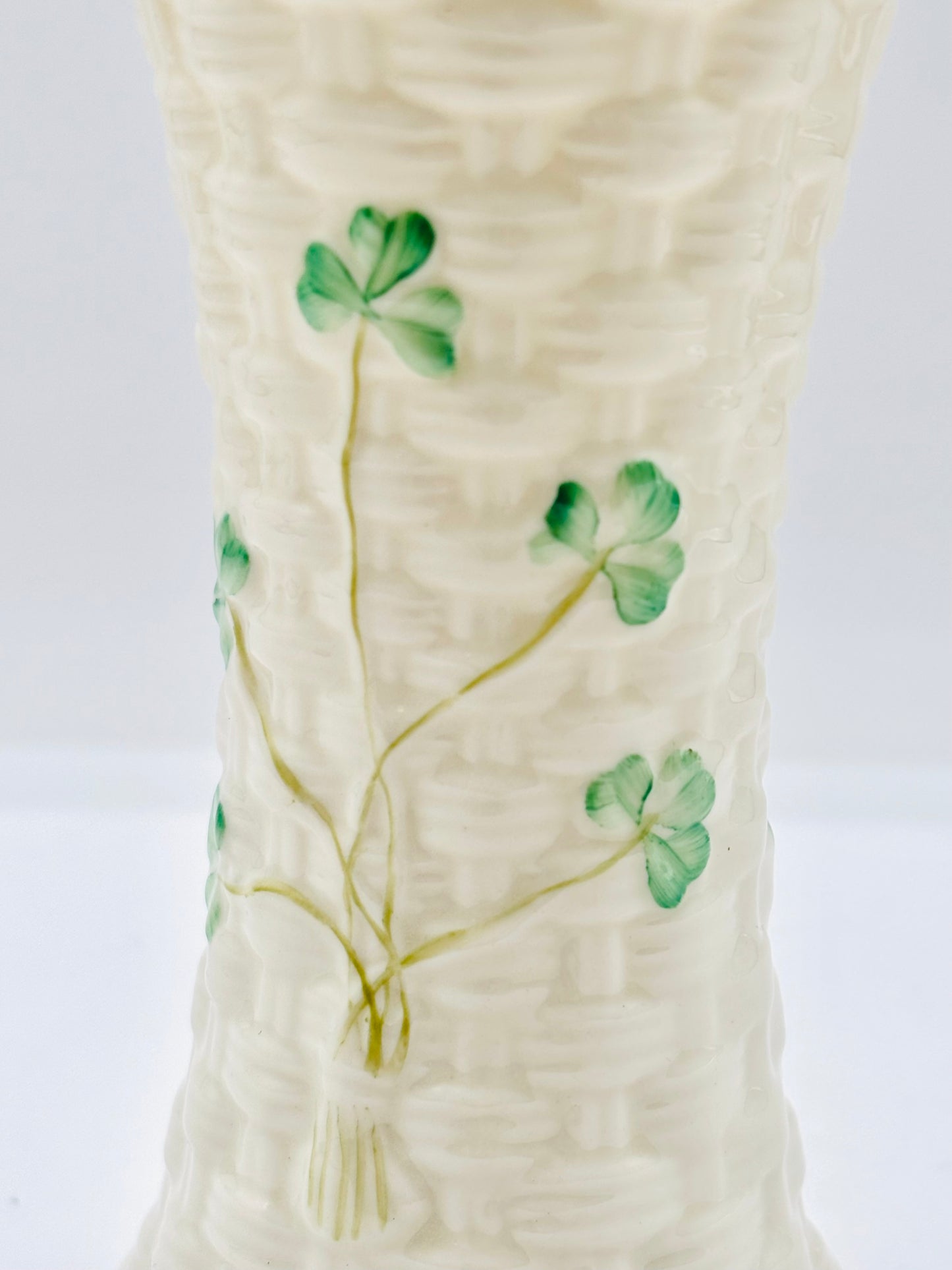 Vintage Belleek Irish Pottery Shamrock Vase
