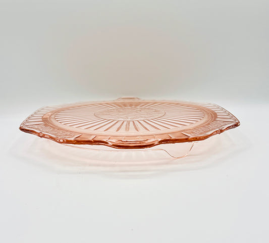 Vintage Anchor Hocking Pink Glass Mayfair Footed Cake Platter (circa 1930s)