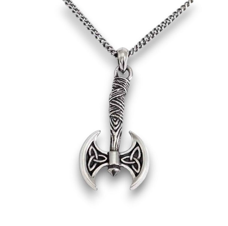 Sterling Silver Viking Axe 22 Necklace