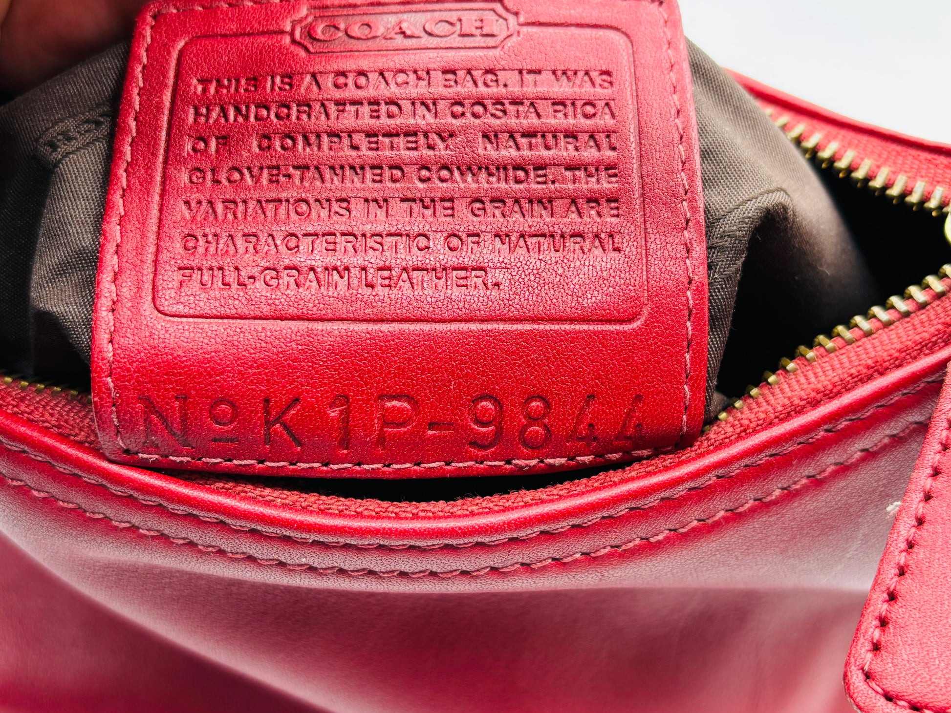 Vintage Coach Red Leather Demi Pouch Shoulder Bag 