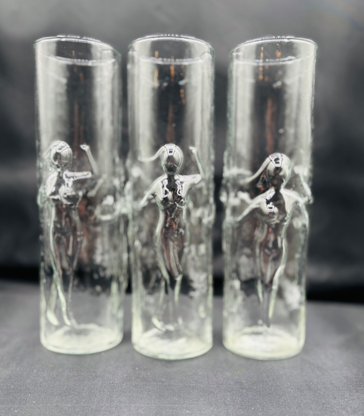 Rare Mid Century Modern Libbey “La Femme” Nude Highball Glasses 