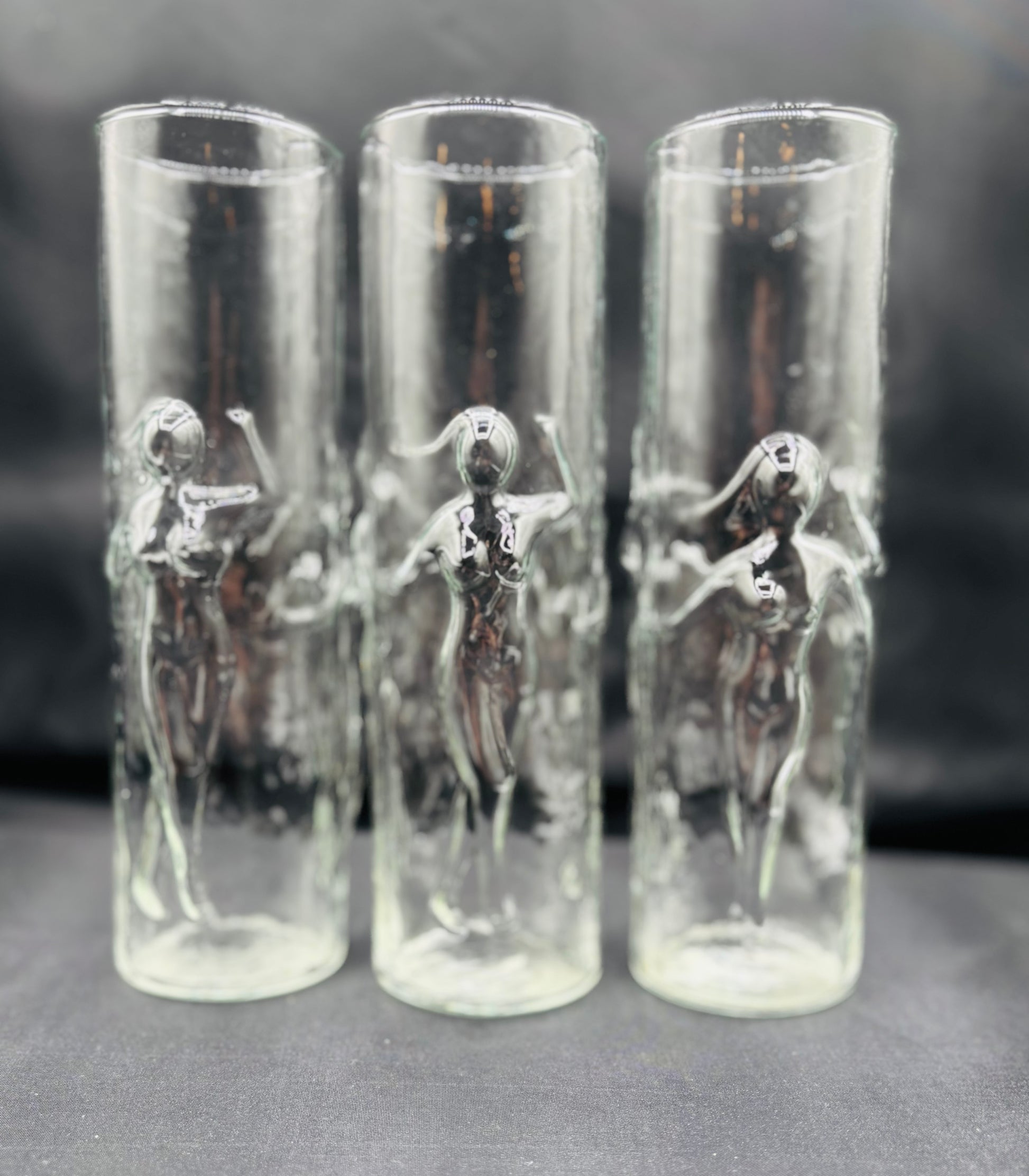 Rare Mid Century Modern Libbey “La Femme” Nude Highball Glasses 