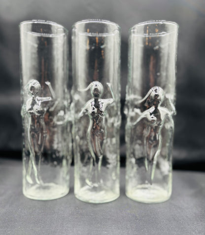 Rare Mid Century Modern Libbey “La Femme” Nude Highball Glasses 