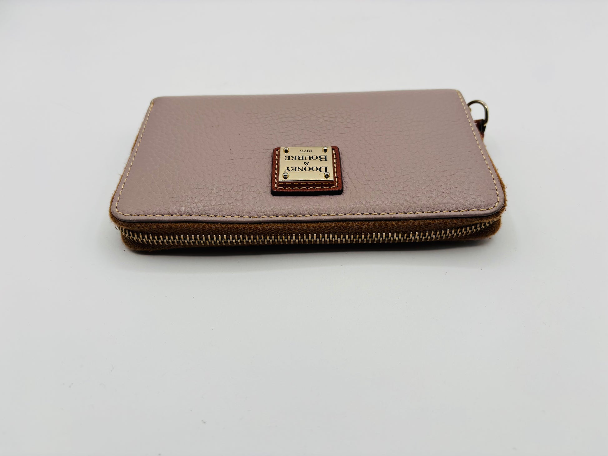 Dooney & Bourke Pebble Grain Medium Zip Around Wallet — Light Taupe 