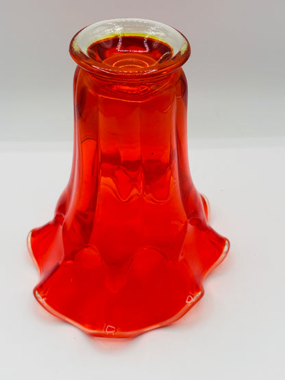 Vintage 1966 Mid Century Modern Viking Swung Art Glass Persimmon Orange Ruffled Rim Vase