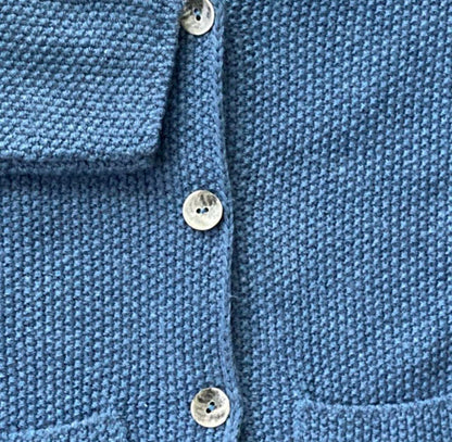 COCOGIO Vintage Made in Italy Women’s Knit Blue Cardigan Blazer Sweater 