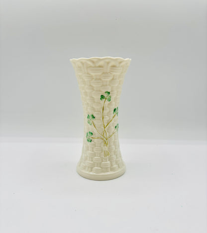 Vintage Belleek Irish Pottery Shamrock Vase 