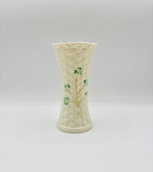 Vintage Belleek Irish Pottery Shamrock Vase