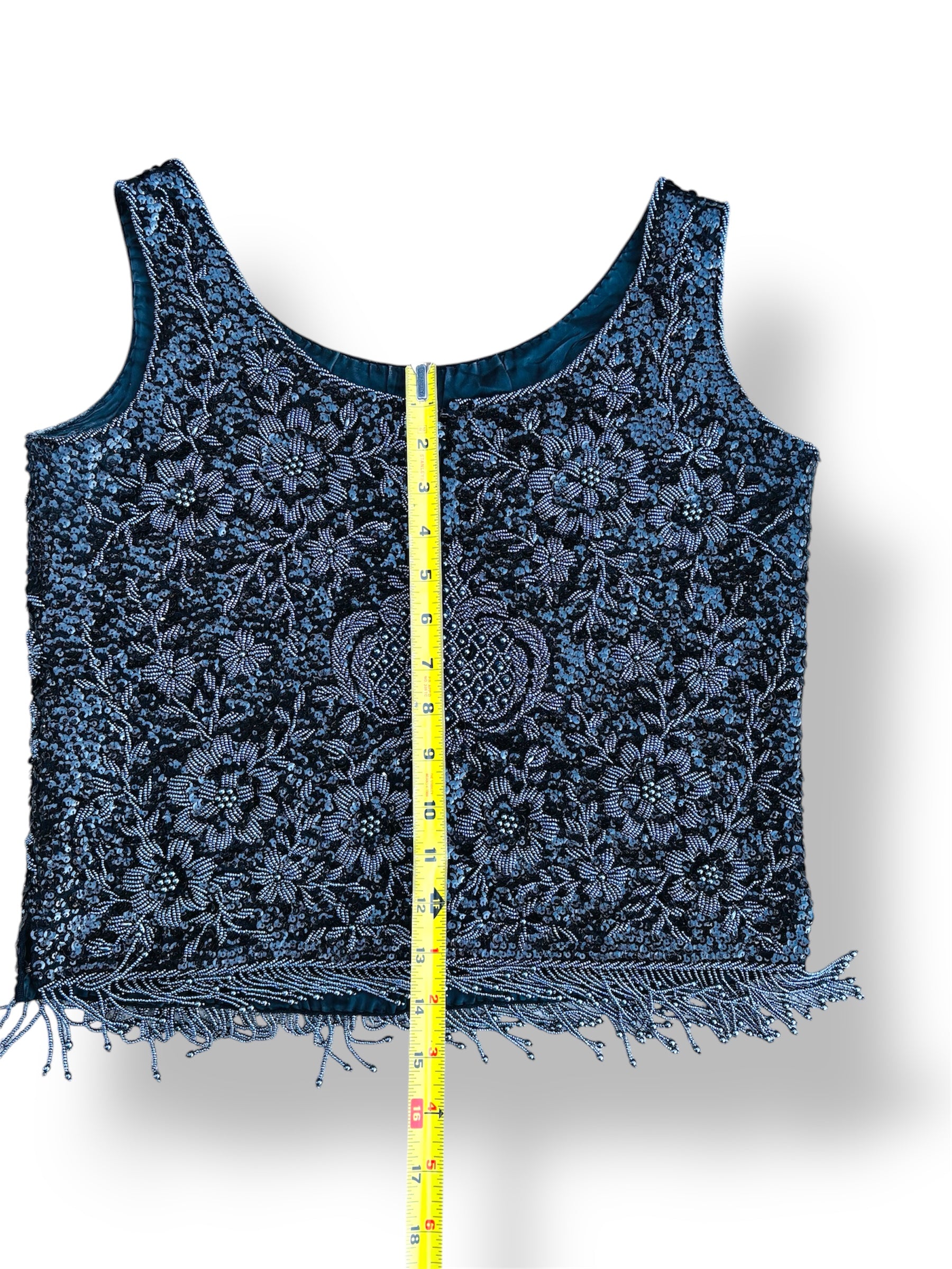 Vintage Sammy Wong Black Beaded Sleeveless Top 