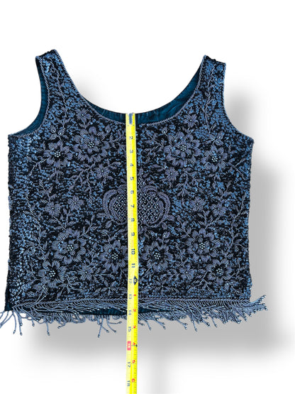 Vintage Sammy Wong Black Beaded Sleeveless Top 