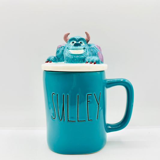 RAE DUNN Disney Pixar Monsters Inc “SULLEY” Ceramic Mug with 3D Topper Lid 
