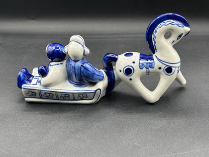 Vintage 1970s GZHEL Russian Hand-Painted Porcelain Figurine — “Siberia”