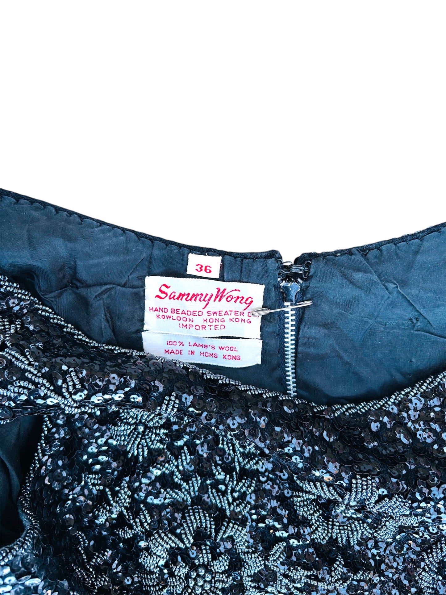 Vintage Sammy Wong Black Beaded Sleeveless Top 