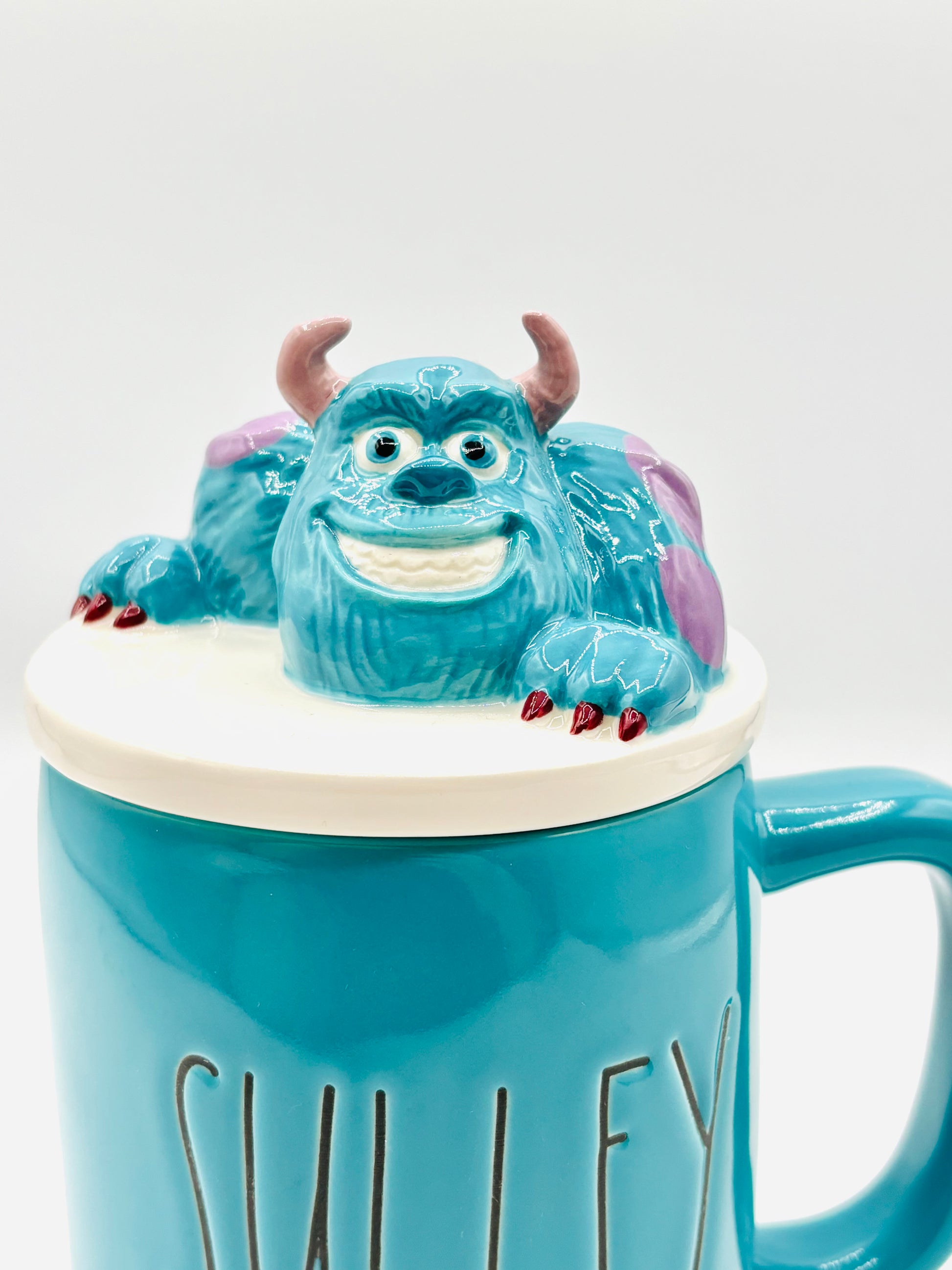 RAE DUNN Disney Pixar Monsters Inc “SULLEY” Ceramic Mug with 3D Topper Lid 