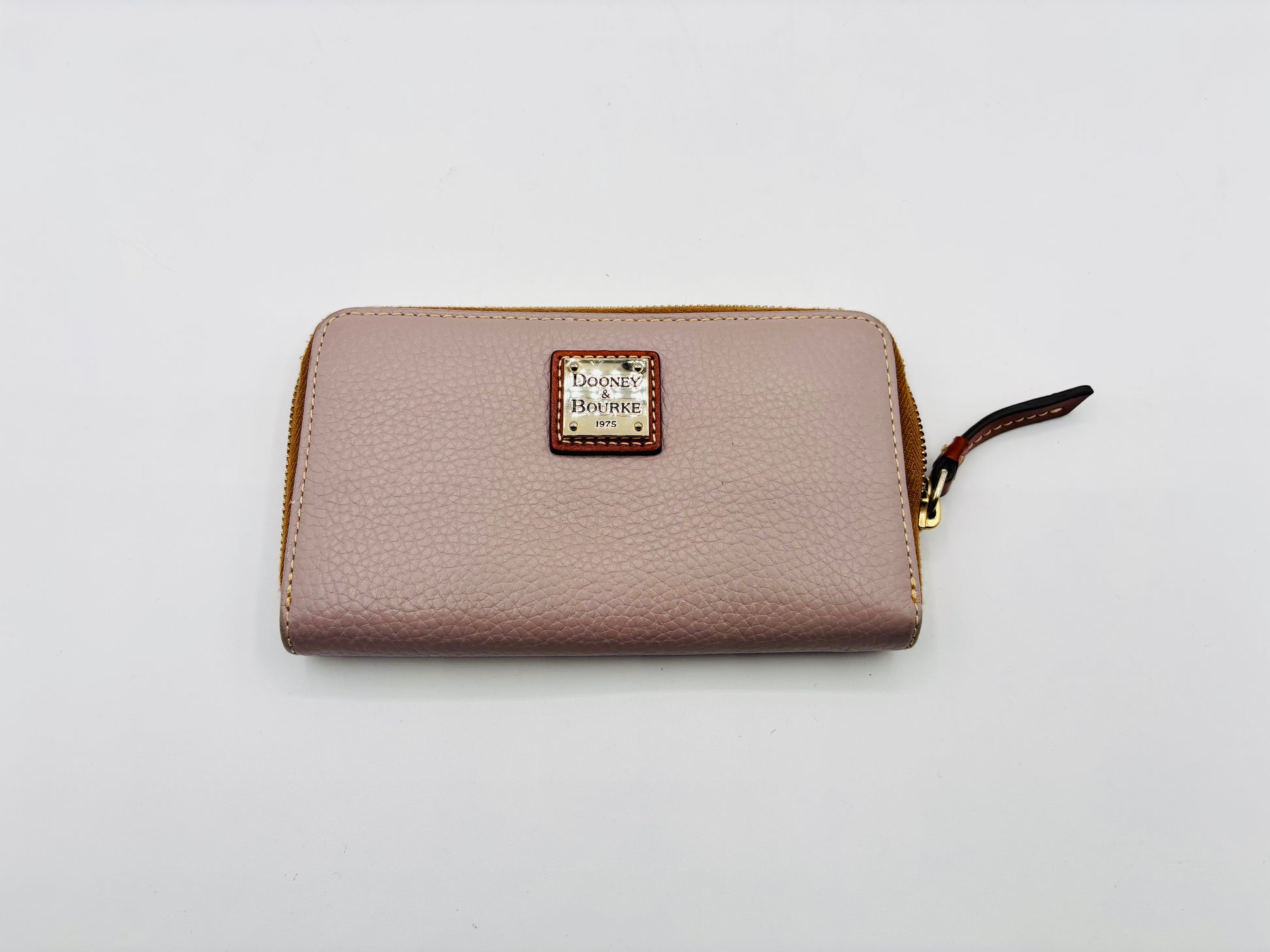 Dooney & Bourke Pebble Grain Medium Zip Around Wallet — Light Taupe 