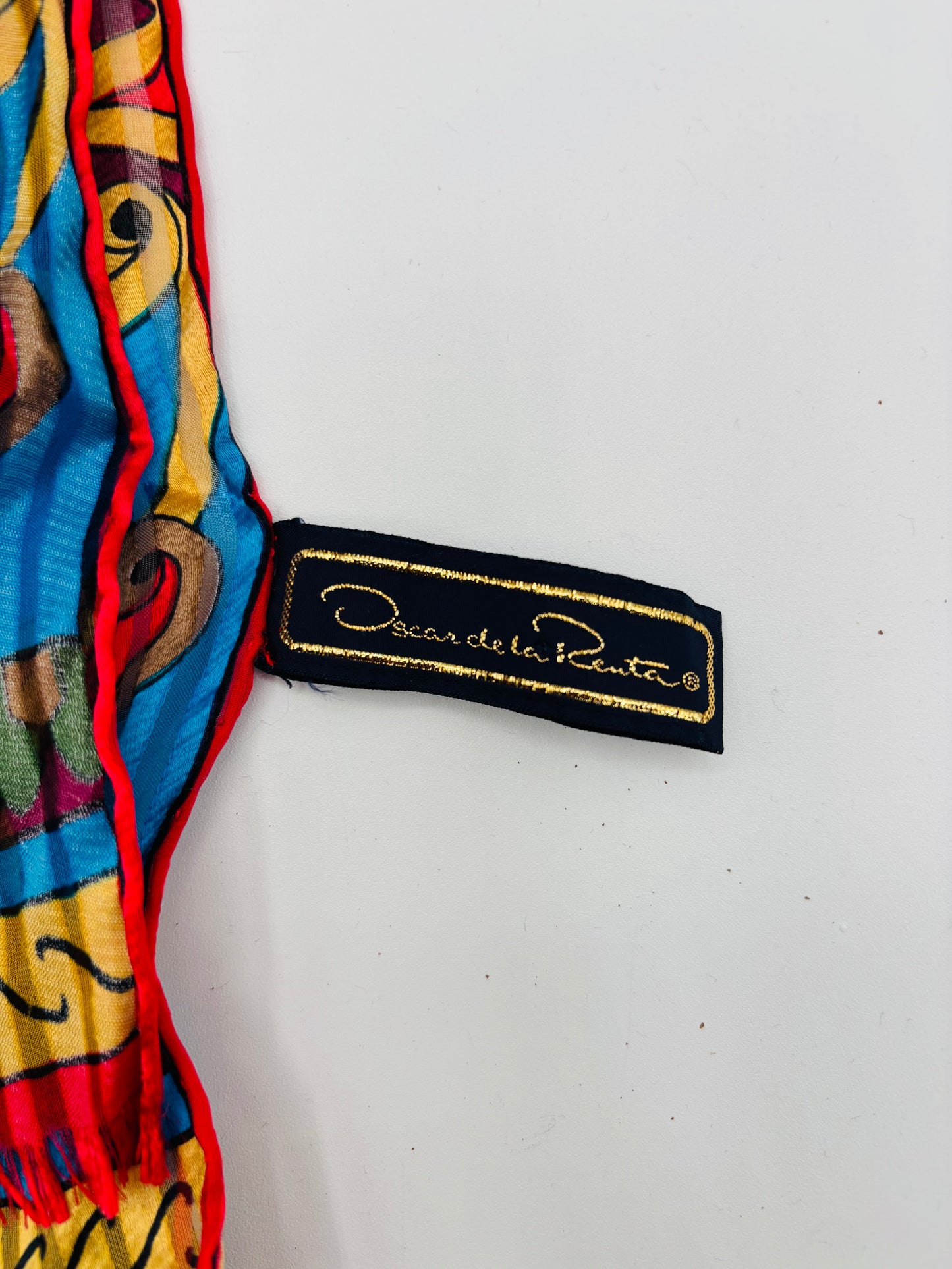 Vintage Oscar de la Renta Scarf – Stained Glass Design – Elegant Designer Accessory 