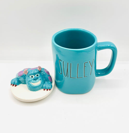 RAE DUNN Disney Pixar Monsters Inc “SULLEY” Ceramic Mug with 3D Topper Lid 
