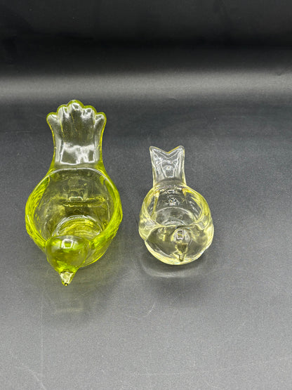 Indiana Glass Bird Votive Candle Holder Green set