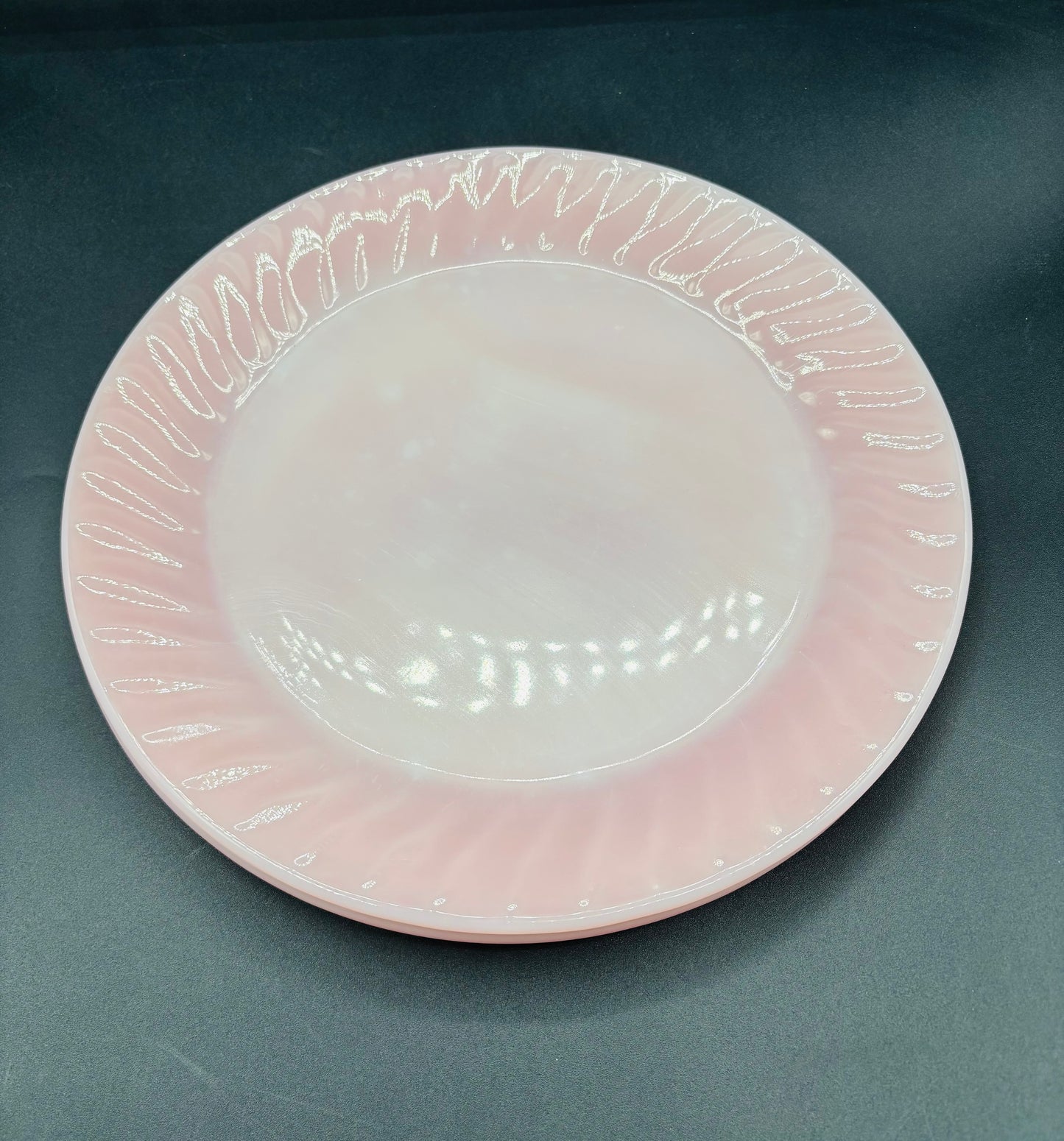 Vintage Fire King Oven Ware Pink Swirl Pattern 9 Inch Dinner Plate