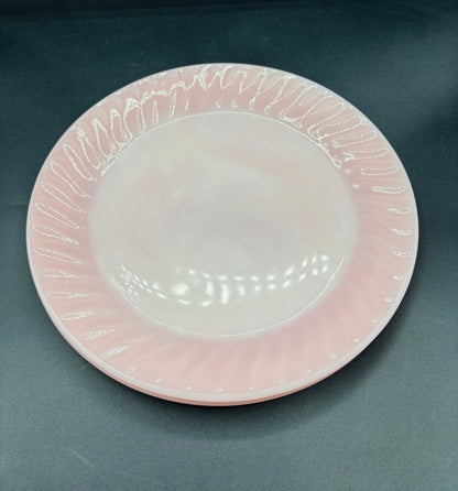 Vintage Fire King Oven Ware Pink Swirl Pattern 9 Inch Dinner Plate