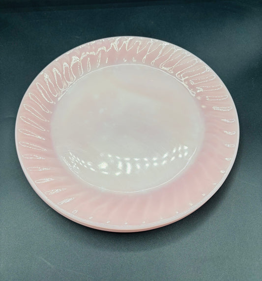 Vintage Fire King Oven Ware Pink Swirl Pattern 9 Inch Dinner Plate