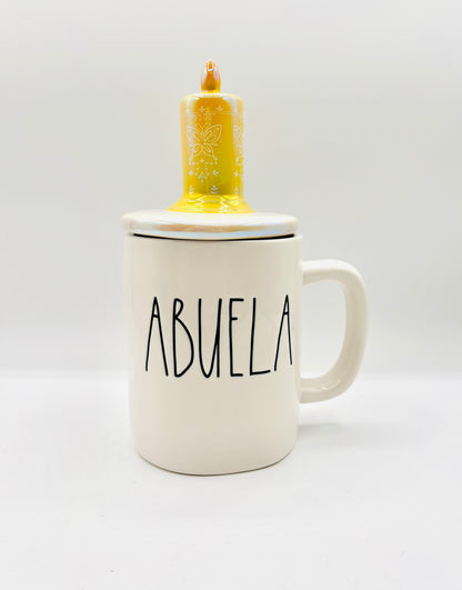 Rae Dunn Disney Encanto "ABUELA" Iridescent Mug with Candle Topper 