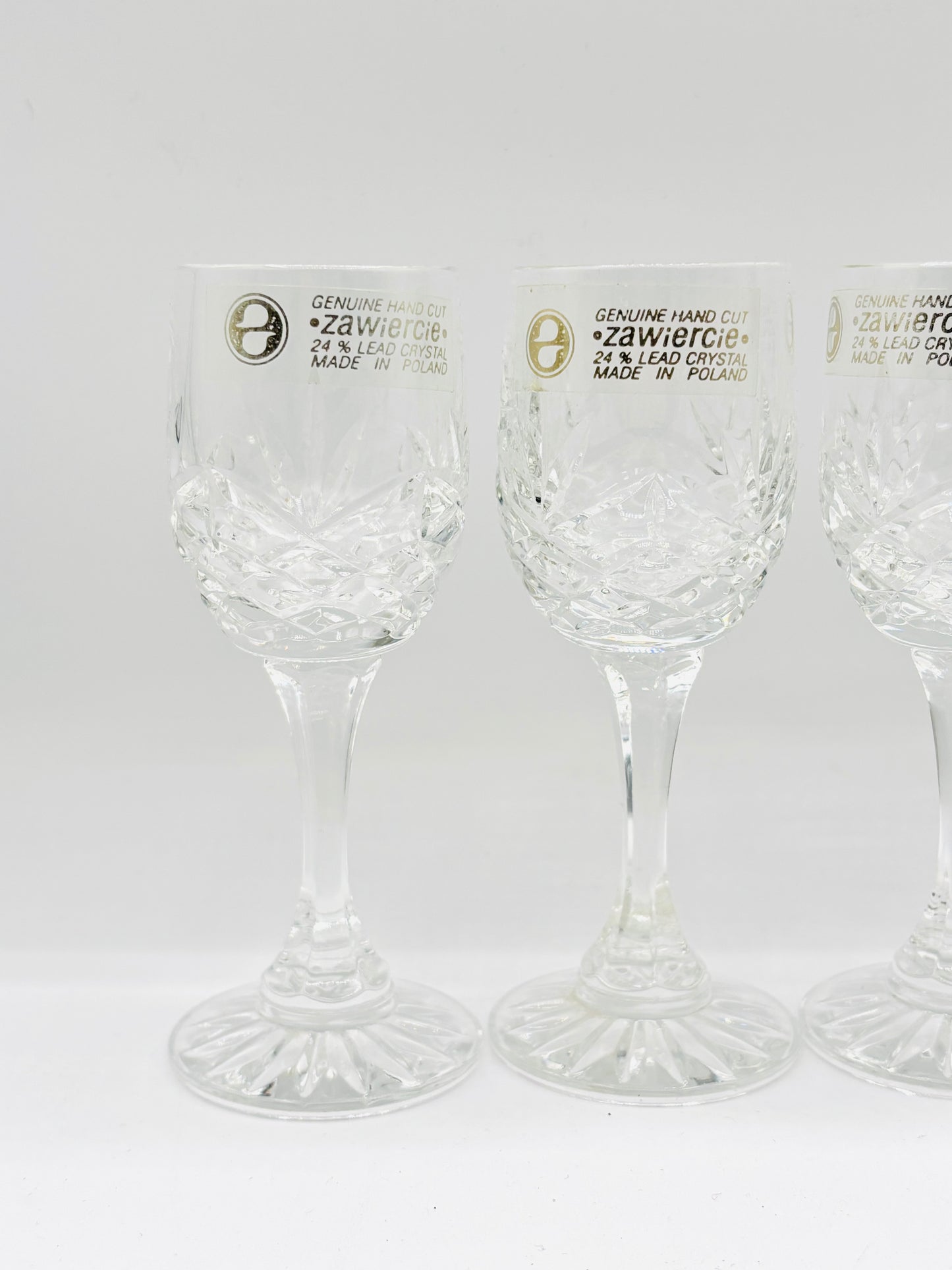 Set of 4 Vintage Zawiercie MONICA Crystal Wine Glasses 