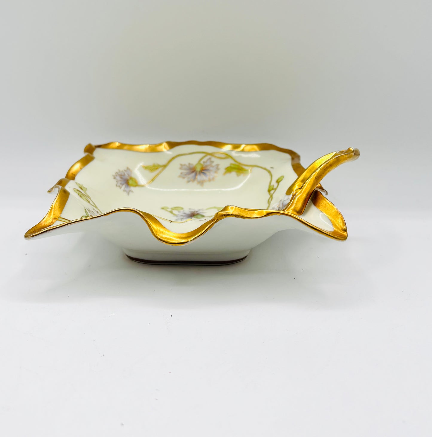 Elite Works Limoges France Square Candy Dish Plate with Handle 