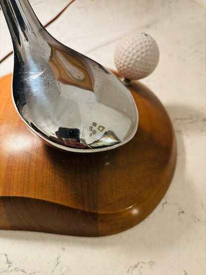 Mid Century Rare Golf Wood and Chrome Lamp 
