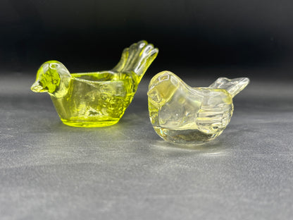 Indiana Glass Bird Votive Candle Holder Green set