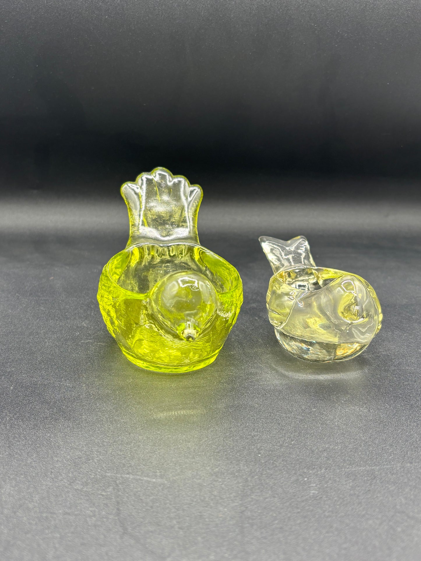 Indiana Glass Bird Votive Candle Holder Green set