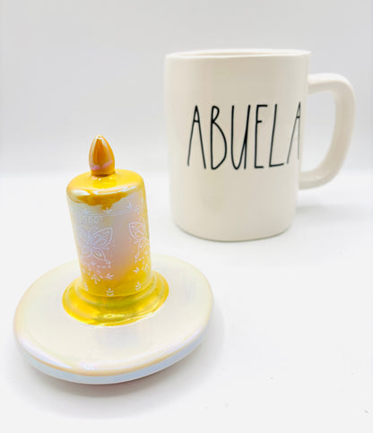 Rae Dunn Disney Encanto "ABUELA" Iridescent Mug with Candle Topper 