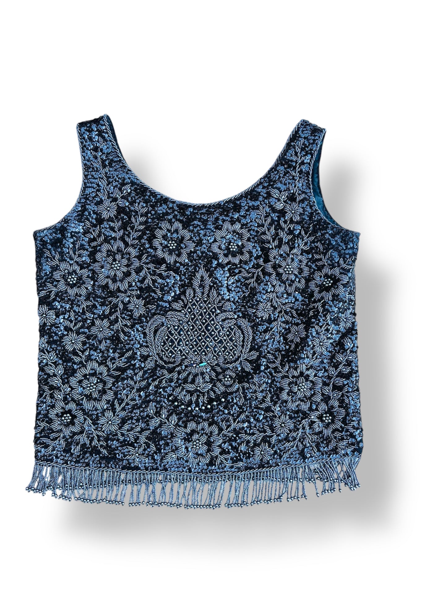 Vintage Sammy Wong Black Beaded Sleeveless Top 