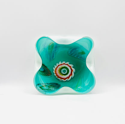 Vintage Murano Green and White Candy Dish/Bowl 