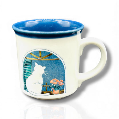 Vintage 1970’s Otagiri Embossed White Cat in Window Coffee Cat Lover Mug 