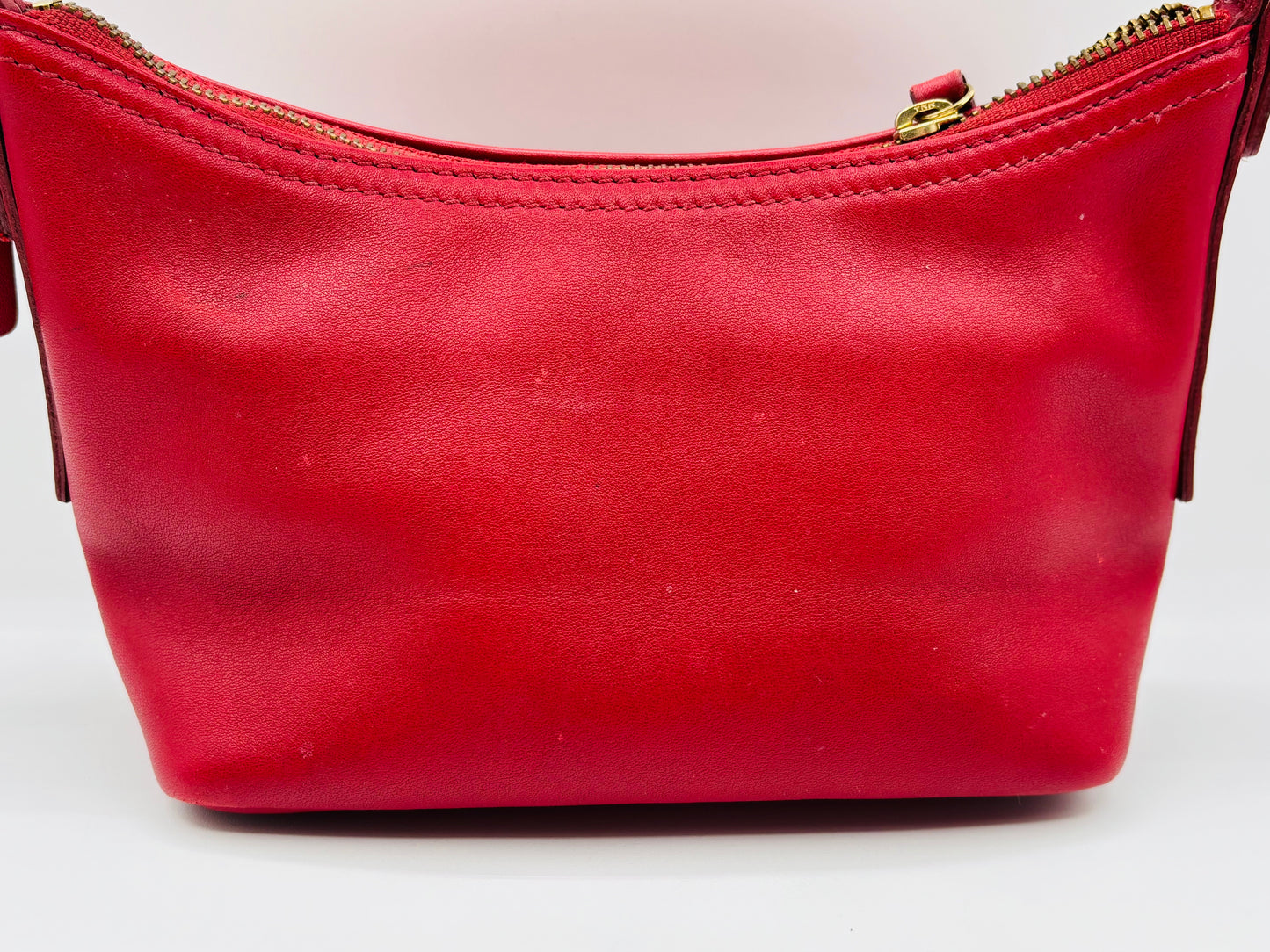 Vintage Coach Red Leather Demi Pouch Shoulder Bag 