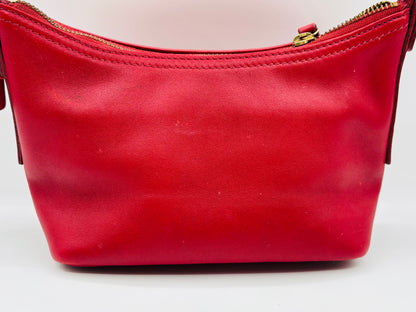 Vintage Coach Red Leather Demi Pouch Shoulder Bag 