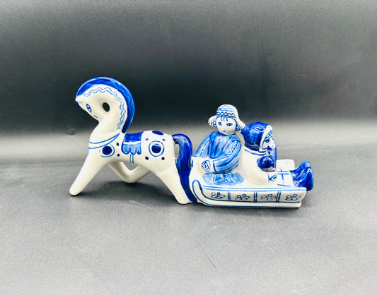 Vintage 1970s GZHEL Russian Hand-Painted Porcelain Figurine — “Siberia”