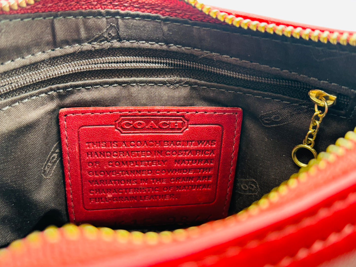 Vintage Coach Red Leather Demi Pouch Shoulder Bag 