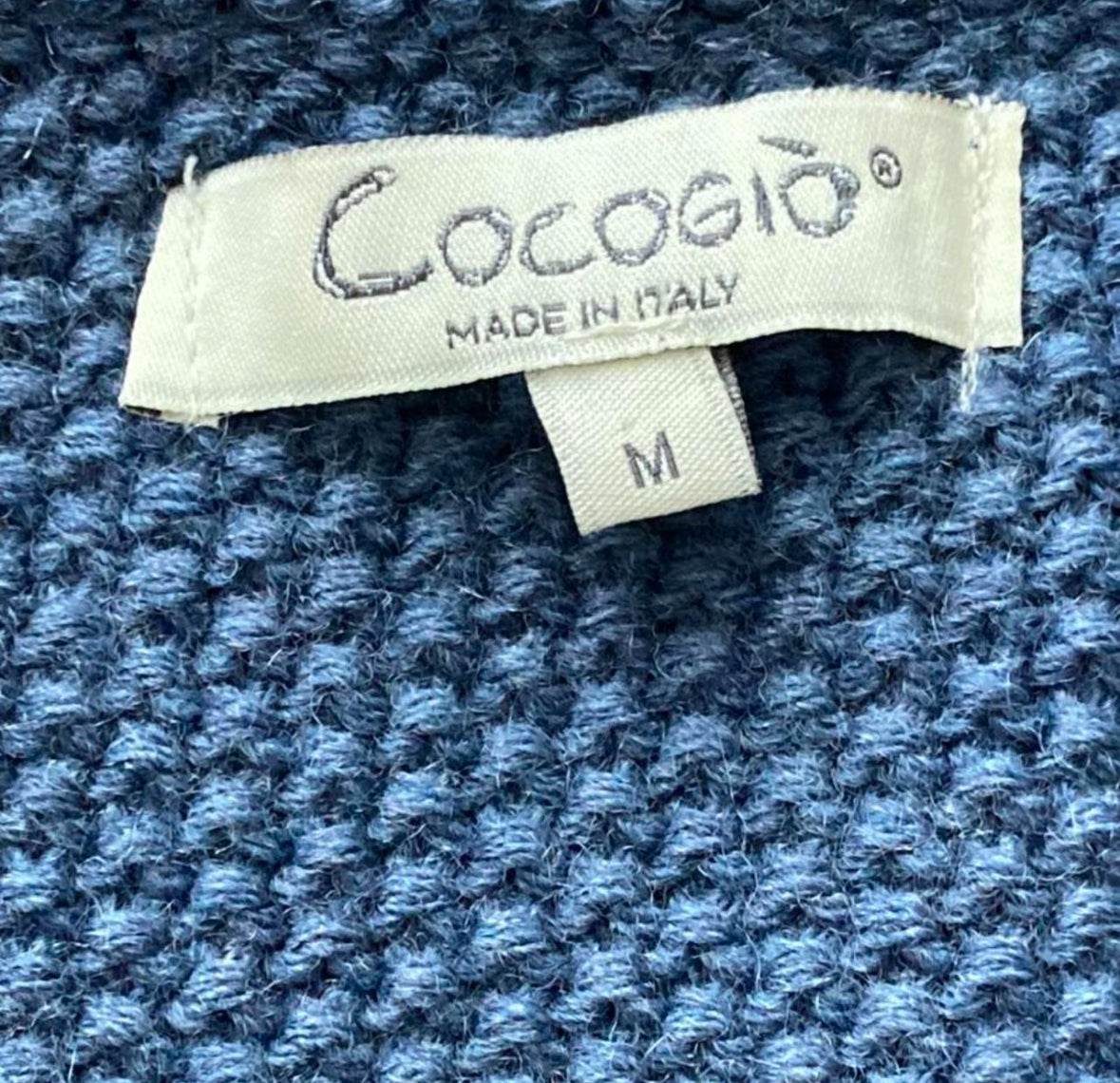 COCOGIO Vintage Made in Italy Women’s Knit Blue Cardigan Blazer Sweater 
