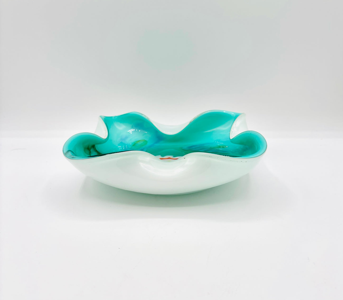 Vintage Murano Green and White Candy Dish/Bowl 