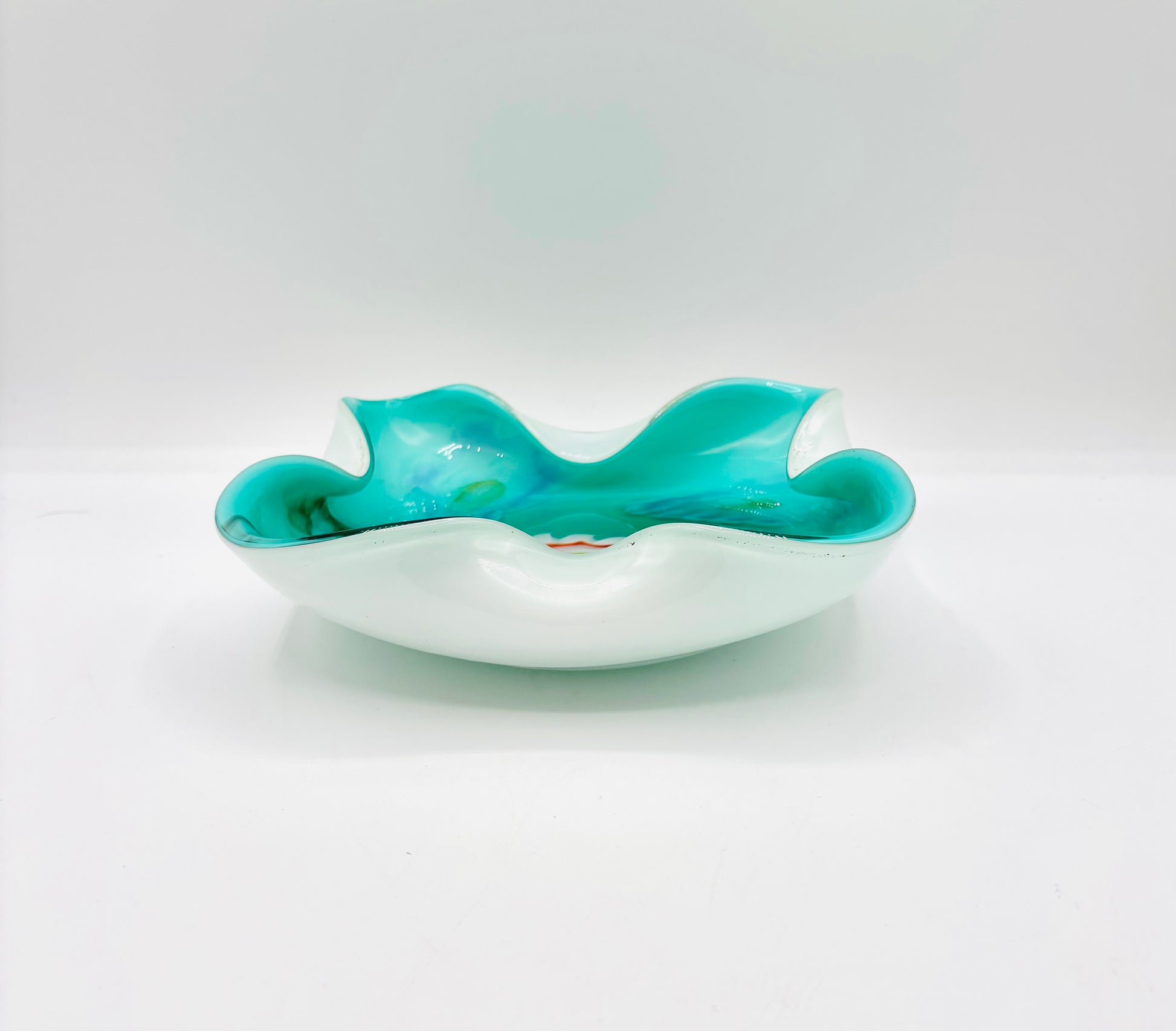 Vintage Murano Green and White Candy Dish/Bowl 