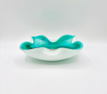 Vintage Murano Green and White Candy Dish/Bowl 